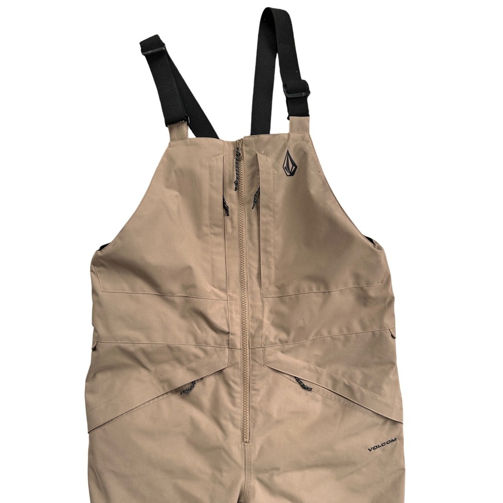 Volcom Barkley Bib Snow Pants Youth XL Tan Excellent Ski Snowboard Overalls - Picture 4 of 12